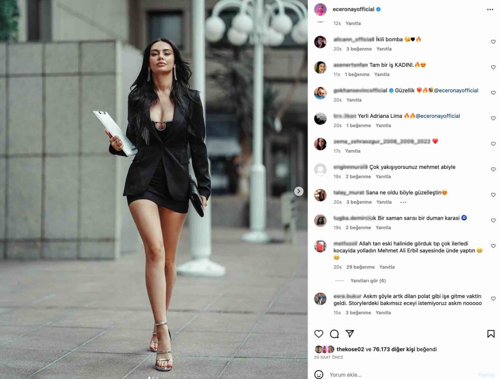 ece ronay in gogus dekolteli siyah elbise paylasimi gundem oldu yerli adriana lima